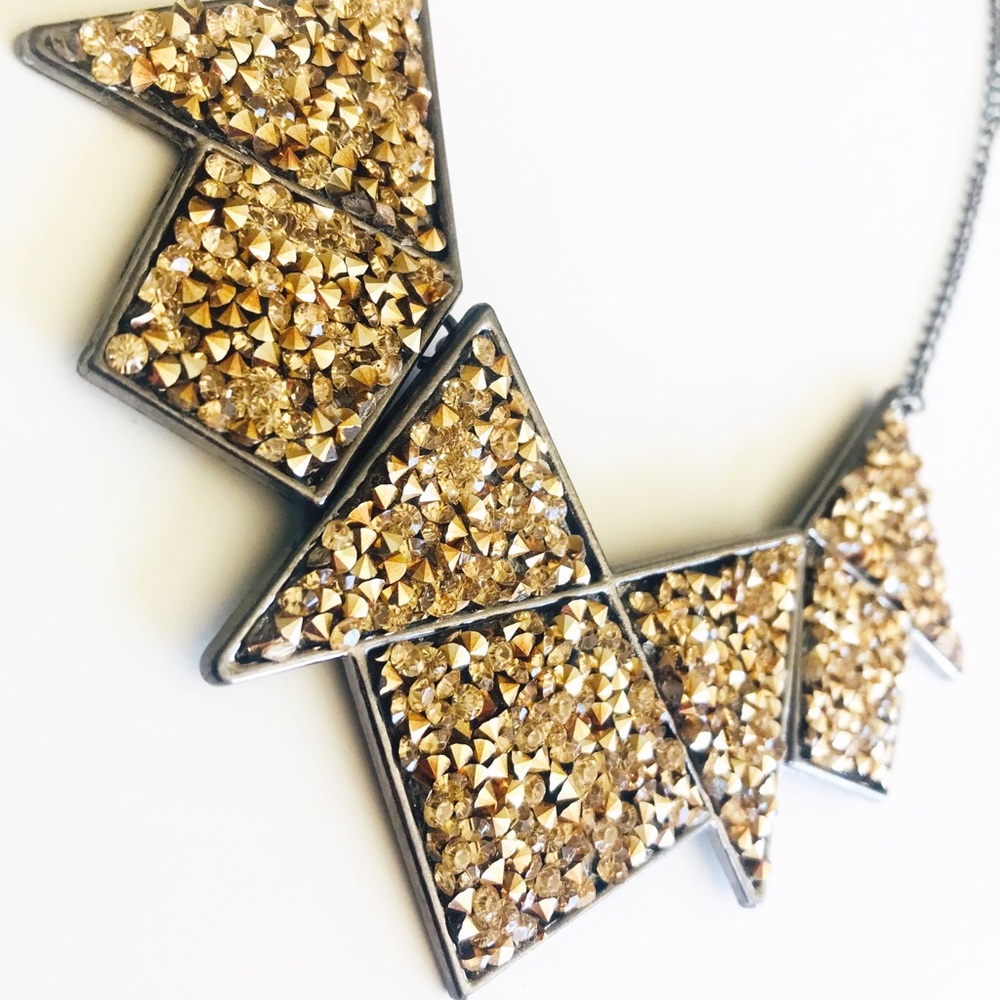 Druzy rose gold/bronze geometric necklace - Picture 2 of 7